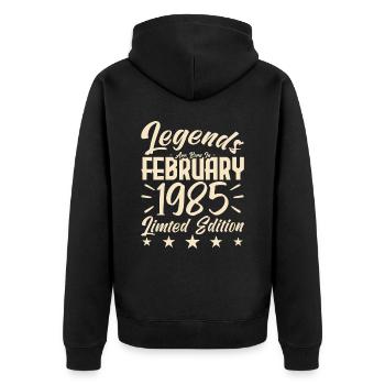 Geboren 1985. Geburtstagsgeschenk. - Unisex Premium Bio Zip Hoodie - Schwarz - Hinten - Nico (187cm)