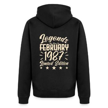 Naissance En Février 1987. Cadeau d'anniversaire. - Veste à capuche bio Premium Unisexe - noir - Dos - Nico (187cm)
