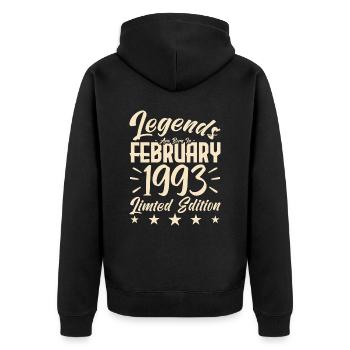 Naissance En Février 1993. Cadeau d'anniversaire. - Veste à capuche bio Premium Unisexe - noir - Dos - Nico (187cm)