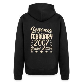 Naissance En Février 2007. Cadeau d'anniversaire. - Veste à capuche bio Premium Unisexe - noir - Dos - Nico (187cm)