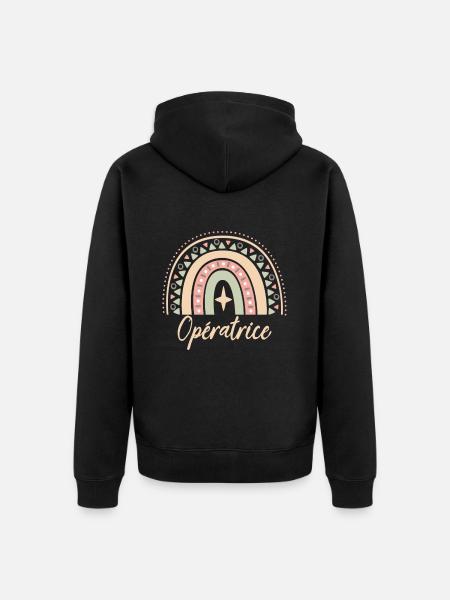 Cadeau Opératrice. Boho Rainbow opératrice. - Veste à capuche bio Premium Unisexe - noir