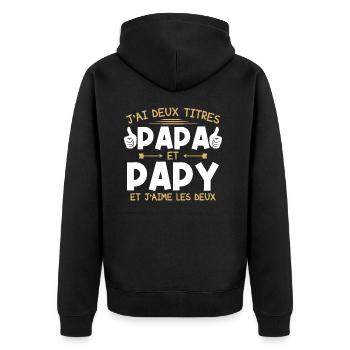 Papa et papy - Veste à capuche bio Premium Unisexe - noir - Dos - Nico (187cm)