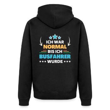 Ich war normal bis ich Busfahrer wurde - Unisex Premium Bio Zip Hoodie - Schwarz - Hinten - Nico (187cm)