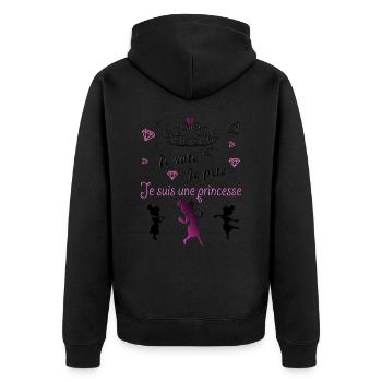 Princesse. Je suis une princesse. - Veste à capuche bio Premium Unisexe - noir - Dos - Nico (187cm)
