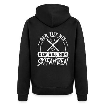 Der Tut Nix Der Will Nur Skifahren Männer Ski - Unisex Premium Bio Zip Hoodie - Schwarz - Hinten - Nico (187cm)
