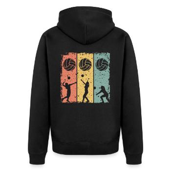 Frauen Volleyball retro vintage - Unisex Premium Bio Zip Hoodie - Schwarz - Hinten - Nico (187cm)