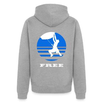 Climbing - Unisex Premium Bio Zip Hoodie - Grau meliert - Hinten - Nico (187cm)