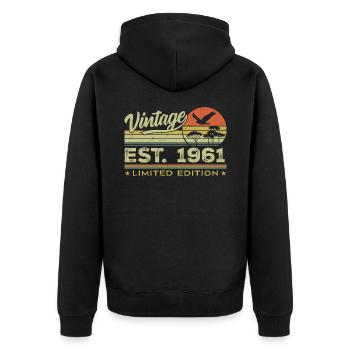 Vintage 1961 Awesome Since 1961 Gift 1961 Retro - Unisex Premium Organic Zip Hoodie - black - Back - Nico (187cm)