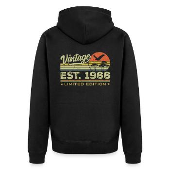 Vintage 1966 Awesome Since 1966 Gift 1966 Retro - Unisex Premium Organic Zip Hoodie - black - Back - Nico (187cm)