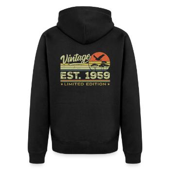 Vintage 1959 Awesome Since 1959 Gift 1959 Retro - Unisex Premium Organic Zip Hoodie - black - Back - Nico (187cm)