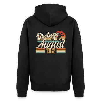 August 1962 Anniversary 1962 - August Legends Gift - Unisex Premium Organic Zip Hoodie - black - Back - Nico (187cm)