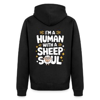 Sheep Sheep Farmer Lamb Farmer - Unisex Premium Organic Zip Hoodie - black - Back - Nico (187cm)