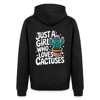 Cactus Cacti Desert Plant - Unisex Premium Organic Zip Hoodie - black - Back - Nico (187cm)