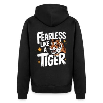 Tiger Tier Zoo Wildtier - Unisex Premium Bio Zip Hoodie - Schwarz - Hinten - Nico (187cm)