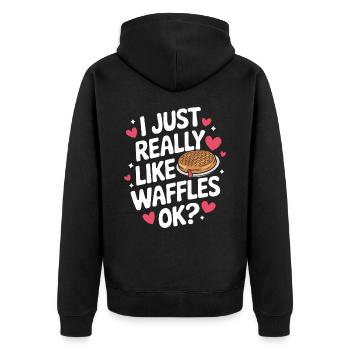 Waffles Breakfast Sweets - Unisex Premium Organic Zip Hoodie - black - Back - Nico (187cm)