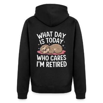 Faultier Faultiere Schlafen Faul - Unisex Premium Bio Zip Hoodie - Schwarz - Hinten - Nico (187cm)