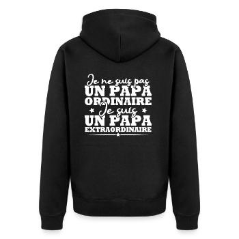 Je suis un papa extraordinaire, Humour cadeau papa - Veste à capuche bio Premium Unisexe - noir - Dos - Nico (187cm)