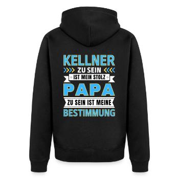 Kellner zu sein ist mein Stolz; Papa Geschenk - Unisex Premium Bio Zip Hoodie - Schwarz - Hinten - Nico (187cm)