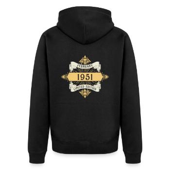 Février 1951 anniversaire édition limitée - Veste à capuche bio Premium Unisexe - noir - Dos - Nico (187cm)