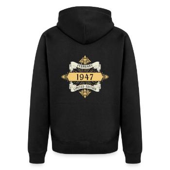 Février 1947 anniversaire édition limitée - Veste à capuche bio Premium Unisexe - noir - Dos - Nico (187cm)
