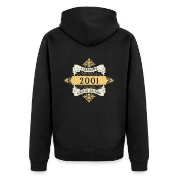 Février 2001 Anniversaire Édition Limitée - Veste à capuche bio Premium Unisexe - noir - Dos - Nico (187cm)
