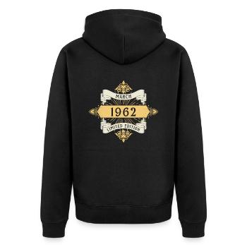 Mars 1962 anniversaire édition limitée - Veste à capuche bio Premium Unisexe - noir - Dos - Nico (187cm)