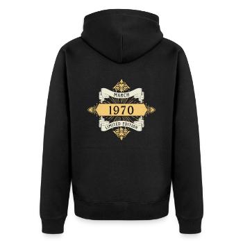 Mars 1970 anniversaire édition limitée - Veste à capuche bio Premium Unisexe - noir - Dos - Nico (187cm)