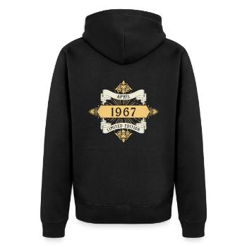Avril 1967 Anniversaire Édition Limitée - Veste à capuche bio Premium Unisexe - noir - Dos - Nico (187cm)