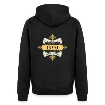 Anniversaire de juin 1990 Édition limitée - Veste à capuche bio Premium Unisexe - noir - Dos - Nico (187cm)