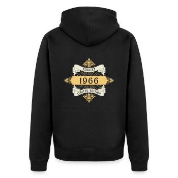 Août 1966 Anniversaire Édition Limitée - Veste à capuche bio Premium Unisexe - noir - Dos - Nico (187cm)