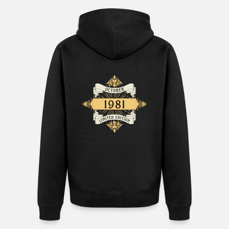 Octobre 1981 Anniversaire Édition Limitée - Veste à capuche bio Premium Unisexe - noir