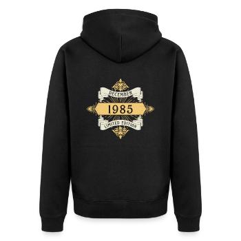 Décembre 1985 Anniversaire Édition Limitée - Veste à capuche bio Premium Unisexe - noir - Dos - Nico (187cm)