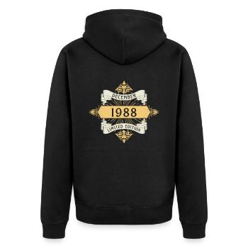 Décembre 1988 Anniversaire Édition Limitée - Veste à capuche bio Premium Unisexe - noir - Dos - Nico (187cm)