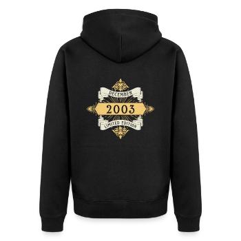 Décembre 2003 Anniversaire Édition Limitée - Veste à capuche bio Premium Unisexe - noir - Dos - Nico (187cm)