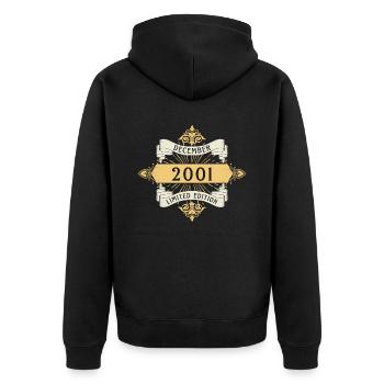 Décembre 2001 Anniversaire Édition Limitée - Veste à capuche bio Premium Unisexe - noir - Dos - Nico (187cm)