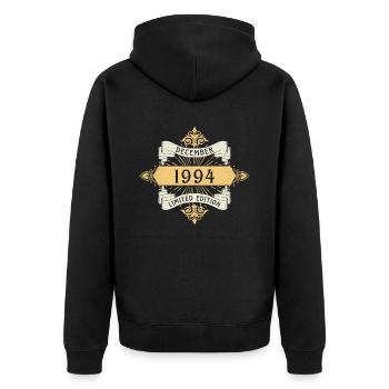 Décembre 1994 Anniversaire Édition Limitée - Veste à capuche bio Premium Unisexe - noir - Dos - Nico (187cm)
