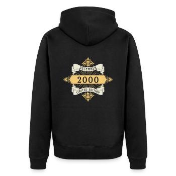 Décembre 2000 Anniversaire Édition Limitée - Veste à capuche bio Premium Unisexe - noir - Dos - Nico (187cm)