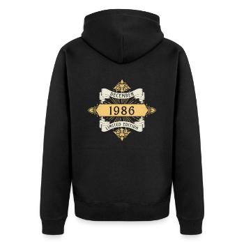 Décembre 1986 Anniversaire Édition Limitée - Veste à capuche bio Premium Unisexe - noir - Dos - Nico (187cm)