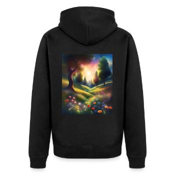 Wunderbares Waldgrafikdesign - Unisex Premium Bio Zip Hoodie - Schwarz - Hinten - Nico (187cm)