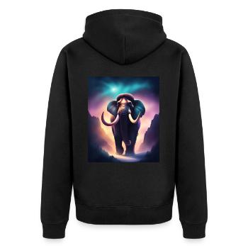 Cool mammoth with purple background - Unisex Premium Organic Zip Hoodie - black - Back - Nico (187cm)