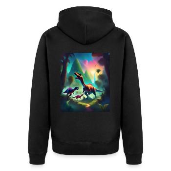 Conception de t-shirt dinosaures graphiques colorés - Veste à capuche bio Premium Unisexe - noir - Dos - Nico (187cm)