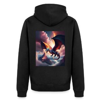 Dragon volant au-dessus des montagnes - Veste à capuche bio Premium Unisexe - noir - Dos - Nico (187cm)