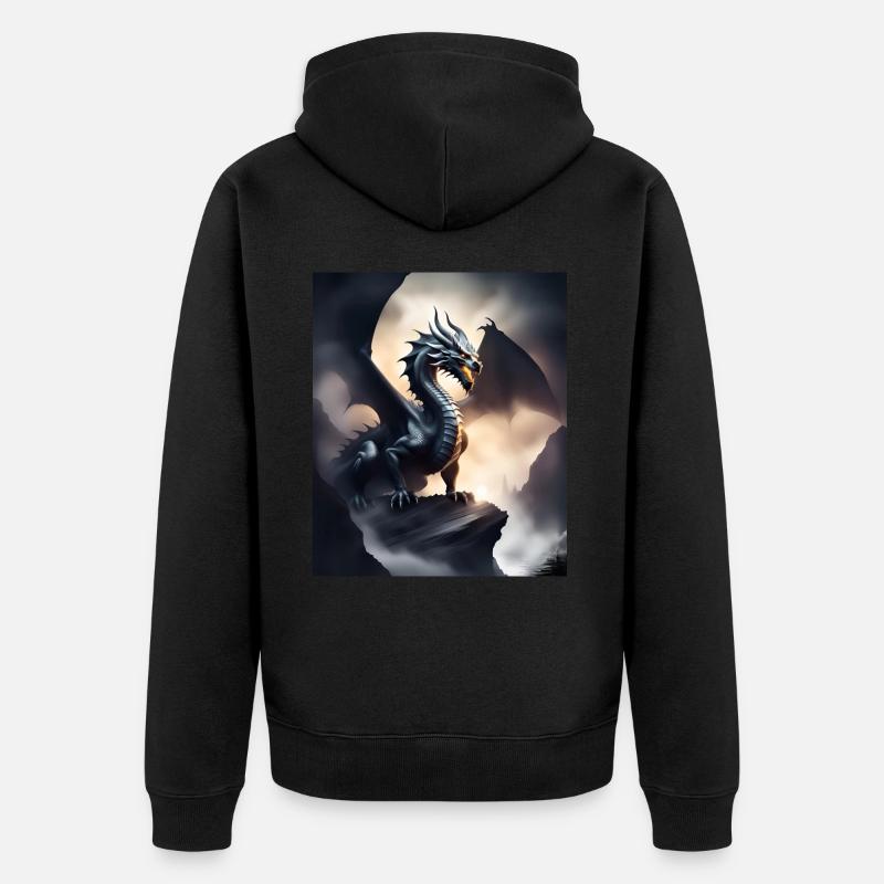 dragon de l’ombre sombre - Veste à capuche bio Premium Unisexe - noir