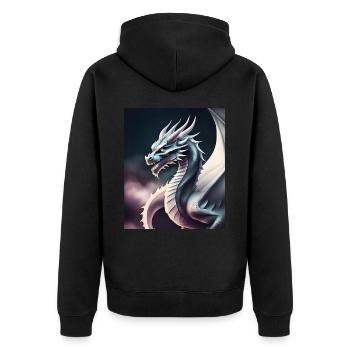 Drachen-Silhouette - Unisex Premium Bio Zip Hoodie - Schwarz - Hinten - Nico (187cm)