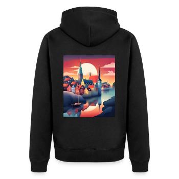 La ville du Danemark - Veste à capuche bio Premium Unisexe - noir - Dos - Nico (187cm)