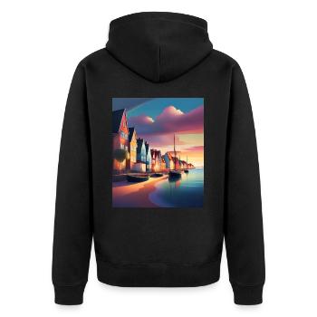 Hafen der Stadt Dänemark - Unisex Premium Bio Zip Hoodie - Schwarz - Hinten - Nico (187cm)