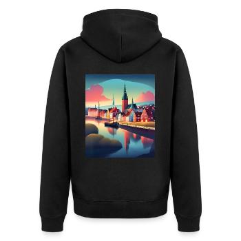 Une ville du Danemark - Veste à capuche bio Premium Unisexe - noir - Dos - Nico (187cm)