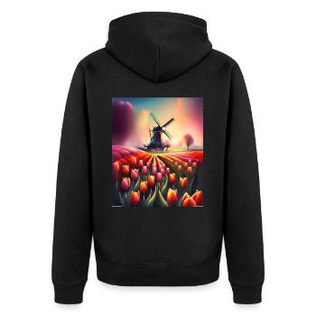 Ferme de tulipes à Amsterdam, Pays-Bas - Veste à capuche bio Premium Unisexe - noir - Dos - Nico (187cm)