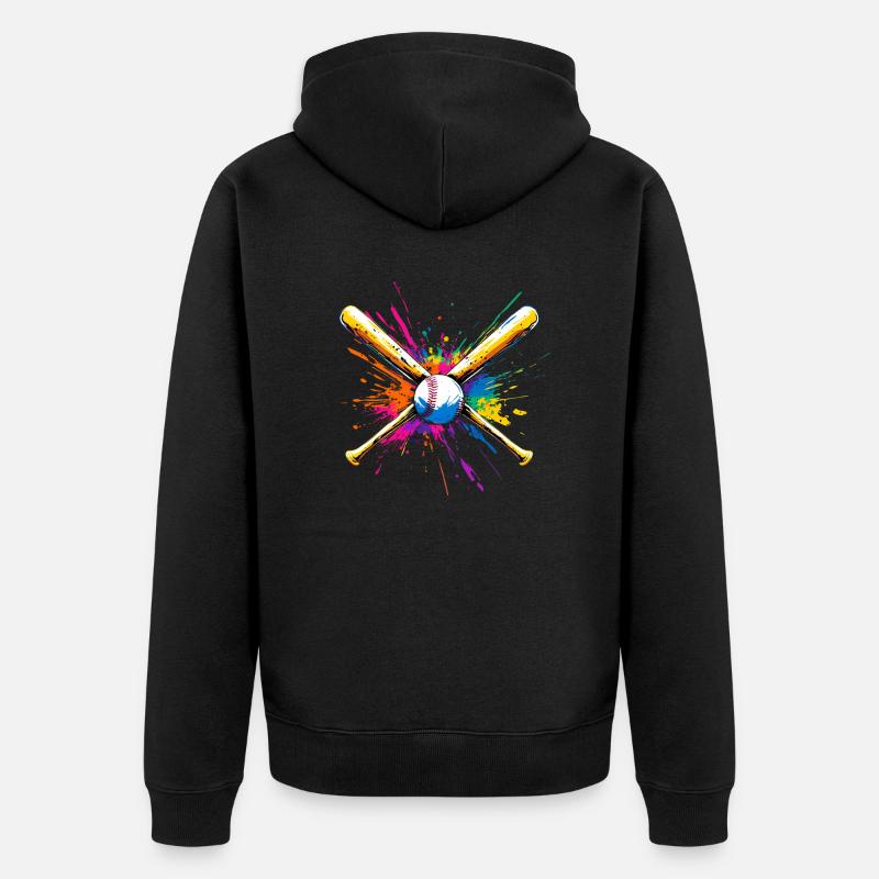Baseball Schläger Bunt - Unisex Premium Bio Zip Hoodie - Schwarz