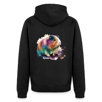 Colorful Guinea Pig - Unisex Premium Organic Zip Hoodie - black - Back - Nico (187cm)